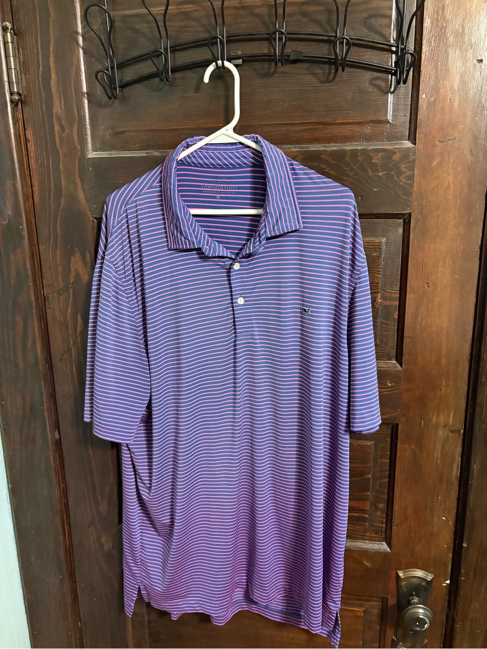 Vineyard Vines Purple and Pink Striped Polo